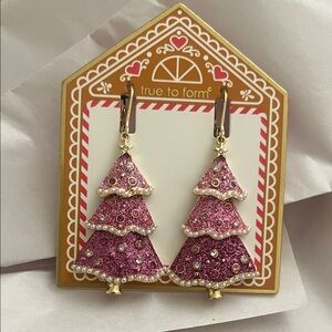 New Beautiful Pink Christmas Tree Earrings by True to Form
